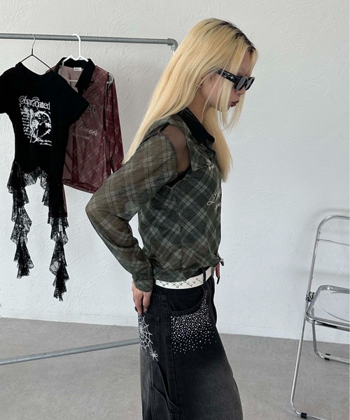 sedacle girl（セダクルガール）の「シースルーユニフォームロンT（Tシャツ/カットソー・レディース・カーキ/レッド/ブラウン・SMALL/MEDIUM）」の13枚目の写真