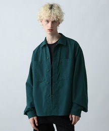 HARE 長袖シャツ グリーン系 HARE ハレ ダークグリーン レーヨンシャツ 花柄 長袖シャツ