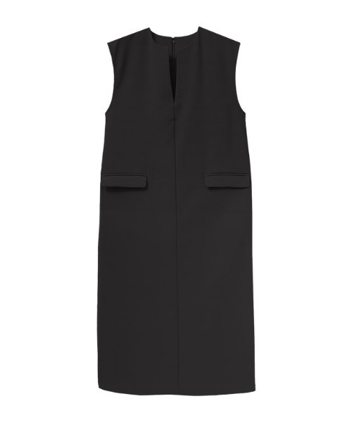 Pierrot（ピエロ）の「キーネックシンプルジャンパースカート（ジャンパースカート・レディース・ネイビー/ベージュ系その他/ブラック・M/PL/PM/LL/L）」の4枚目の写真