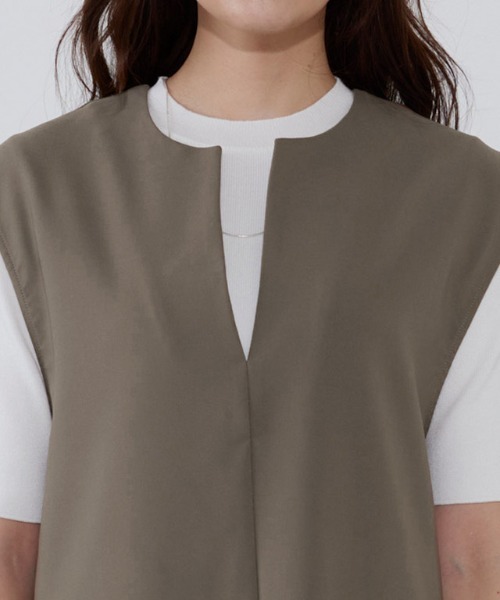 Pierrot（ピエロ）の「キーネックシンプルジャンパースカート（ジャンパースカート・レディース・ネイビー/ベージュ系その他/ブラック・M/PL/PM/LL/L）」の10枚目の写真