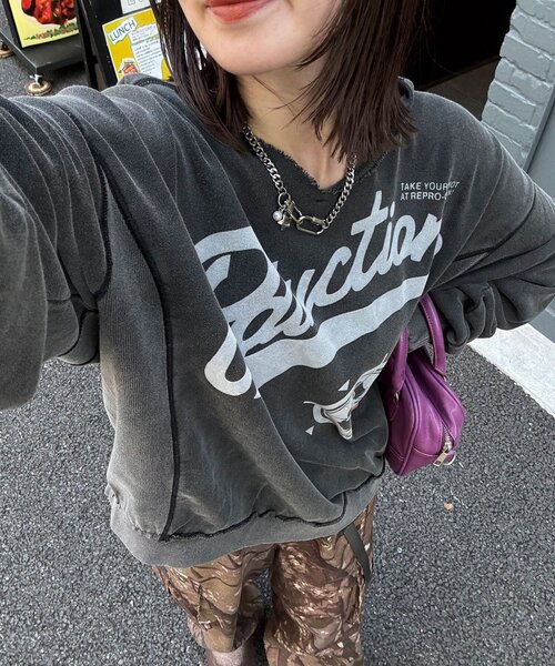 RePRODUCTION LABEL(リプロダクションレーベル)の「【RePRODUCTION LABEL / リプロダクションレーベル】スキッパーフーディー(Tシャツ/カットソー・レディース・バーガンディー/レッド/ブラック/ピンク/チャコールグレー・FREE)」の3枚目の写真