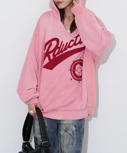 RePRODUCTION LABEL(リプロダクションレーベル)の「【RePRODUCTION LABEL / リプロダクションレーベル】スキッパーフーディー(Tシャツ/カットソー・レディース・バーガンディー/レッド/ブラック/ピンク/チャコールグレー・FREE)」の6枚目の写真