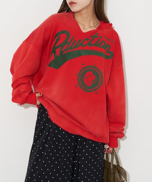 RePRODUCTION LABEL(リプロダクションレーベル)の「【RePRODUCTION LABEL / リプロダクションレーベル】スキッパーフーディー(Tシャツ/カットソー・レディース・バーガンディー/レッド/ブラック/ピンク/チャコールグレー・FREE)」の9枚目の写真