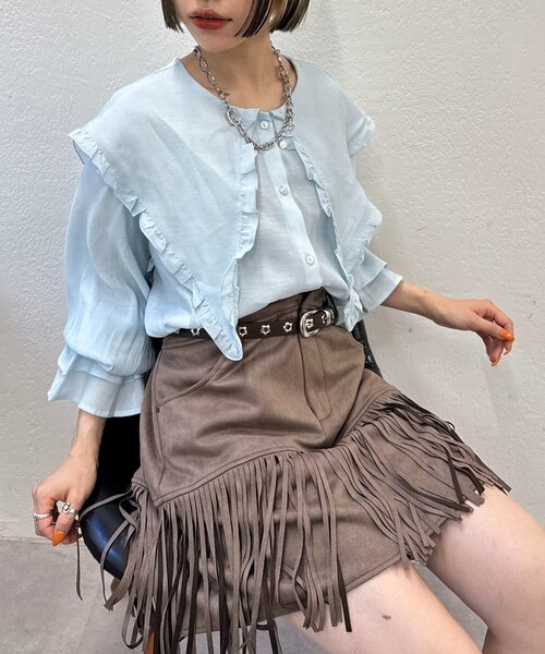 w closet（ダブルクローゼット）の「【25AW】2WAYBIG衿シャツ（シャツ/ブラウス・レディース・ピンク/サックスブルー/アイボリー・FREE）」の3枚目の写真