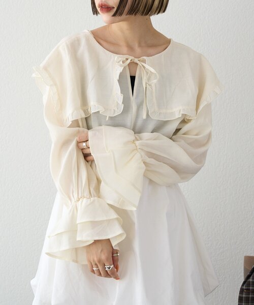 w closet（ダブルクローゼット）の「【25AW】2WAYBIG衿シャツ（シャツ/ブラウス・レディース・ピンク/サックスブルー/アイボリー・FREE）」の2枚目の写真