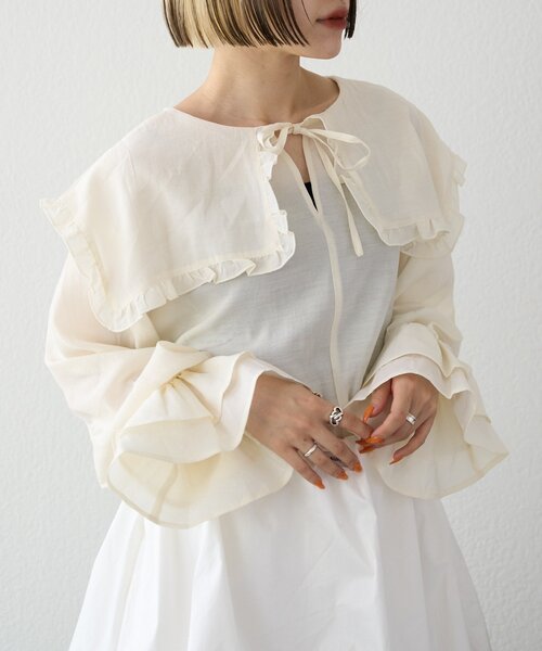 w closet（ダブルクローゼット）の「【25AW】2WAYBIG衿シャツ（シャツ/ブラウス・レディース・ピンク/サックスブルー/アイボリー・FREE）」の4枚目の写真