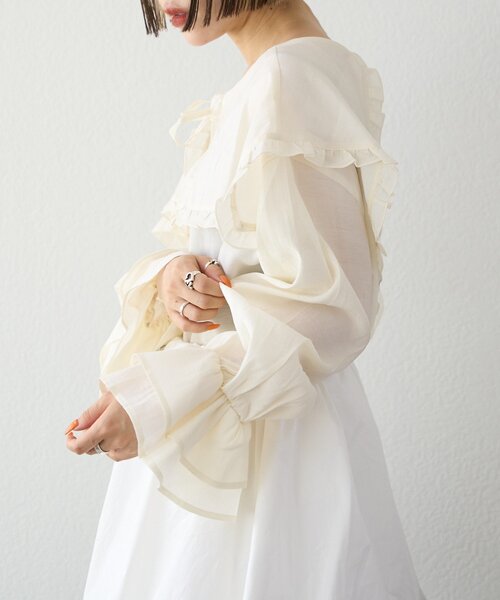 w closet（ダブルクローゼット）の「【25AW】2WAYBIG衿シャツ（シャツ/ブラウス・レディース・ピンク/サックスブルー/アイボリー・FREE）」の6枚目の写真