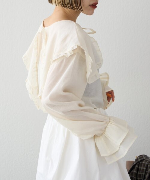 w closet（ダブルクローゼット）の「【25AW】2WAYBIG衿シャツ（シャツ/ブラウス・レディース・ピンク/サックスブルー/アイボリー・FREE）」の7枚目の写真