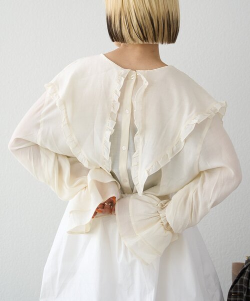 w closet（ダブルクローゼット）の「【25AW】2WAYBIG衿シャツ（シャツ/ブラウス・レディース・ピンク/サックスブルー/アイボリー・FREE）」の9枚目の写真