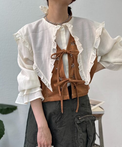 w closet（ダブルクローゼット）の「【25AW】2WAYBIG衿シャツ（シャツ/ブラウス・レディース・ピンク/サックスブルー/アイボリー・FREE）」の11枚目の写真