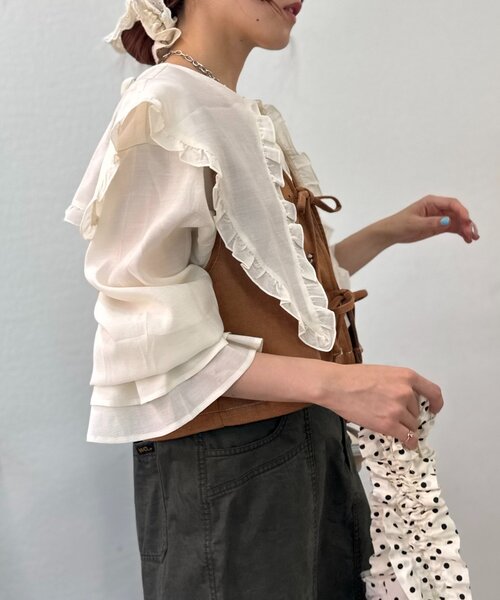 w closet（ダブルクローゼット）の「【25AW】2WAYBIG衿シャツ（シャツ/ブラウス・レディース・ピンク/サックスブルー/アイボリー・FREE）」の13枚目の写真