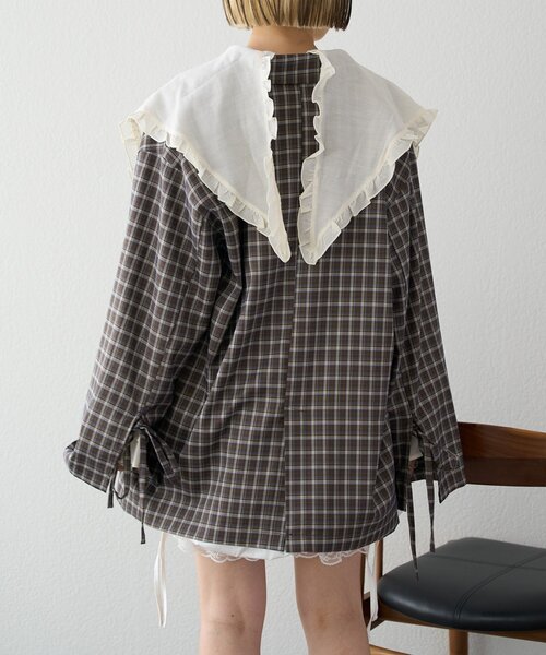 w closet（ダブルクローゼット）の「【25AW】2WAYBIG衿シャツ（シャツ/ブラウス・レディース・ピンク/サックスブルー/アイボリー・FREE）」の18枚目の写真