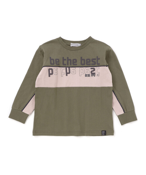 BeBe Petits Pois Vert（ベベプチポワヴェール）の「【店舗限定】フロッキープリント切り替え天竺長袖Tシャツ（Tシャツ/カットソー・キッズ・ブラック系その他/グリーン系その他・120cm/140cm/130cm/110cm/100cm/150cm）」の10枚目の写真