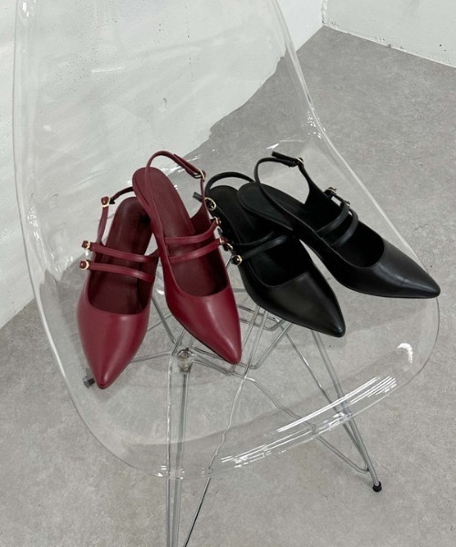 archives(アルシーヴ)の「ダブルベルトバックバンドパンプス(パンプス・レディース・ブラック/ワイン・MEDIUM/LARGE)」の3枚目の写真