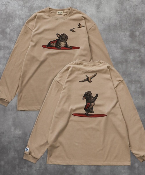 The Endless Summer（エンドレスサマー）の「TES 4 COLOR BUHI DUCK WATCHER LONG SLEEVE T-SHIRT / ロンT（Tシャツ/カットソー・メンズ・ホワイト/ベージュ/グリーン系その他3/グレー・SMALL/MEDIUM/LARGE/X-LARGE/XX-LARGE）」の3枚目の写真