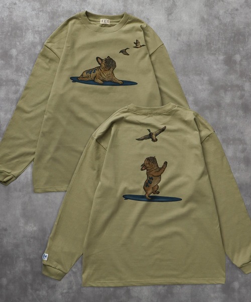 The Endless Summer（エンドレスサマー）の「TES 4 COLOR BUHI DUCK WATCHER LONG SLEEVE T-SHIRT / ロンT（Tシャツ/カットソー・メンズ・ホワイト/ベージュ/グリーン系その他3/グレー・SMALL/MEDIUM/LARGE/X-LARGE/XX-LARGE）」の4枚目の写真