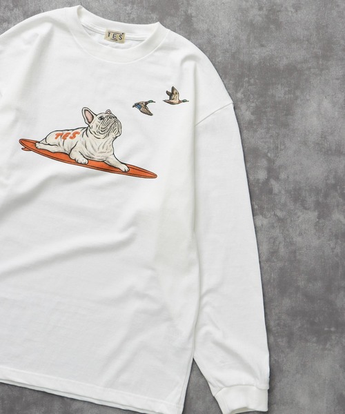 The Endless Summer（エンドレスサマー）の「TES 4 COLOR BUHI DUCK WATCHER LONG SLEEVE T-SHIRT / ロンT（Tシャツ/カットソー・メンズ・ホワイト/ベージュ/グリーン系その他3/グレー・SMALL/MEDIUM/LARGE/X-LARGE/XX-LARGE）」の7枚目の写真