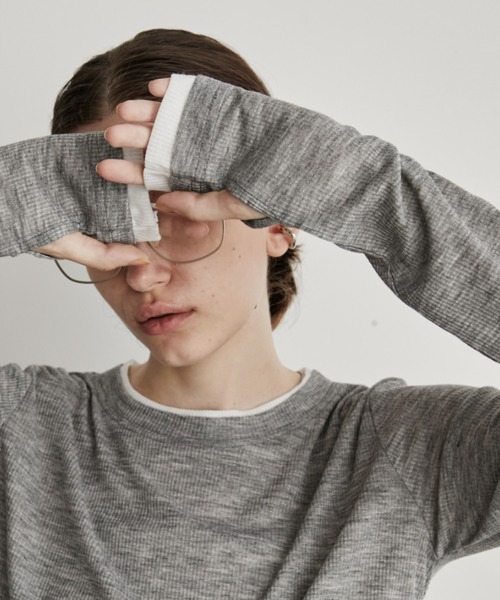 Auntie Rosa Holiday（アンティローザホリデー）の「レイヤードシアーリブプルオーバー（Tシャツ/カットソー・レディース・ホワイト/ブラック/グレー/ネイビー・FREE）」の3枚目の写真