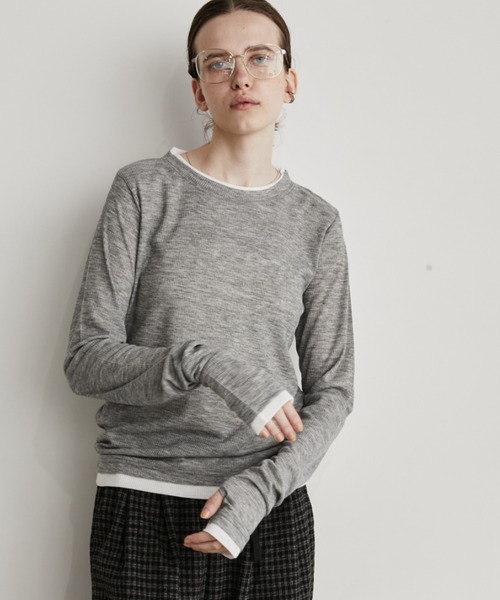 Auntie Rosa Holiday（アンティローザホリデー）の「レイヤードシアーリブプルオーバー（Tシャツ/カットソー・レディース・ホワイト/ブラック/グレー/ネイビー・FREE）」の15枚目の写真