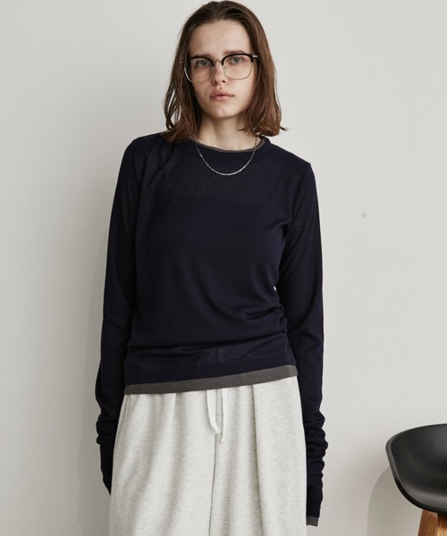 Auntie Rosa Holiday（アンティローザホリデー）の「レイヤードシアーリブプルオーバー（Tシャツ/カットソー・レディース・ホワイト/ブラック/グレー/ネイビー・FREE）」の7枚目の写真