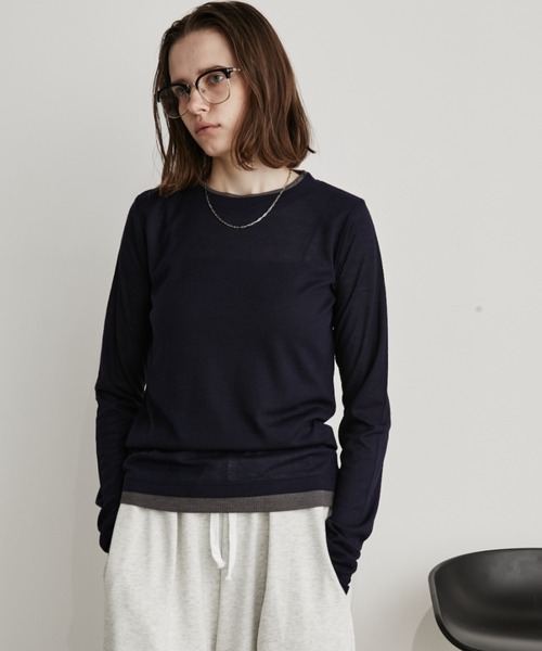 Auntie Rosa Holiday（アンティローザホリデー）の「レイヤードシアーリブプルオーバー（Tシャツ/カットソー・レディース・ホワイト/ブラック/グレー/ネイビー・FREE）」の8枚目の写真