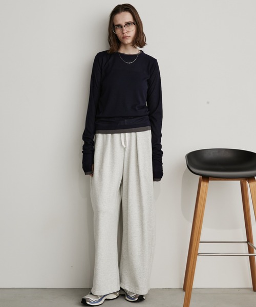 Auntie Rosa Holiday（アンティローザホリデー）の「レイヤードシアーリブプルオーバー（Tシャツ/カットソー・レディース・ホワイト/ブラック/グレー/ネイビー・FREE）」の12枚目の写真