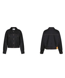 イミテーションデニム チェックカフス ショートジャケット