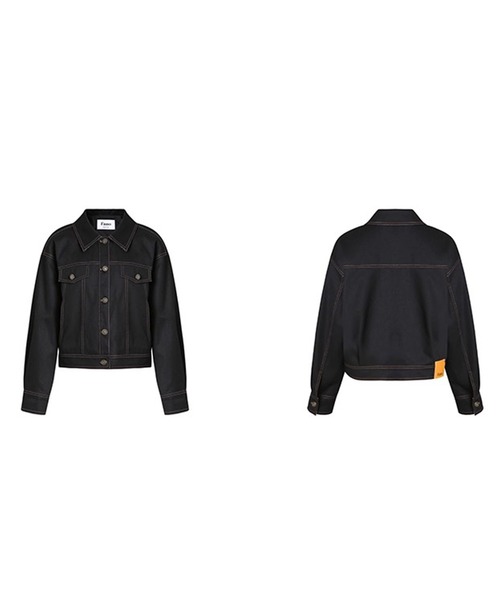 イミテーションデニム チェックカフス ショートジャケット