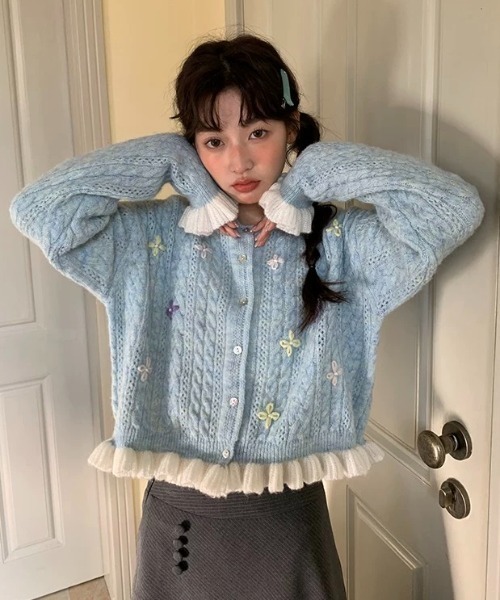 レイクアルスター 花柄刺繍 ラインストーン付 二ットカーディガン ボレロ 羽織 2025年最新】レイクアルスタ カーディガンの人気アイテム - メルカリ