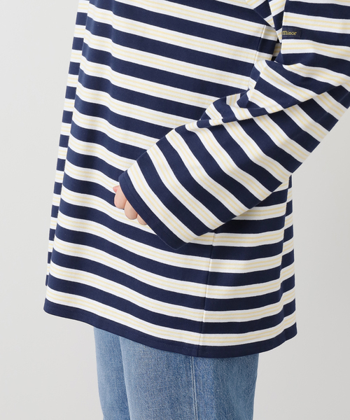 Le Minor(ルミノア)の「LE MINOR/ルミノア SLOBE別注 マルチボーダー(Tシャツ/カットソー・レディース・グリーン/ブラウン/ネイビー・FREE)」の11枚目の写真