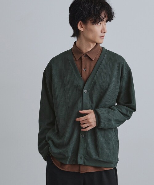 tk.TAKEO KIKUCHI（ティーケータケオキクチ）の「ニットライクジャカードカーディガン（カーディガン/ボレロ・メンズ・チャコールグレー/マスタード/モスグリーン・03/02/04）」の3枚目の写真