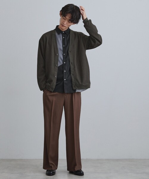 tk.TAKEO KIKUCHI（ティーケータケオキクチ）の「ニットライクジャカードカーディガン（カーディガン/ボレロ・メンズ・チャコールグレー/マスタード/モスグリーン・03/02/04）」の5枚目の写真