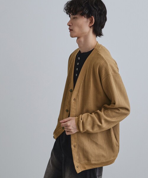 tk.TAKEO KIKUCHI（ティーケータケオキクチ）の「ニットライクジャカードカーディガン（カーディガン/ボレロ・メンズ・チャコールグレー/マスタード/モスグリーン・03/02/04）」の8枚目の写真