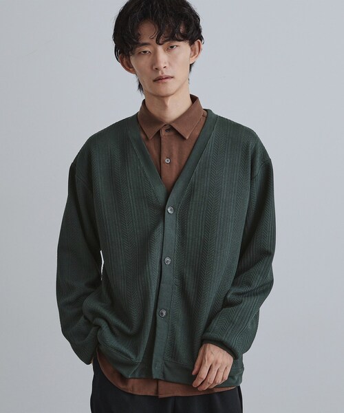 tk.TAKEO KIKUCHI（ティーケータケオキクチ）の「ニットライクジャカードカーディガン（カーディガン/ボレロ・メンズ・チャコールグレー/マスタード/モスグリーン・03/02/04）」の12枚目の写真