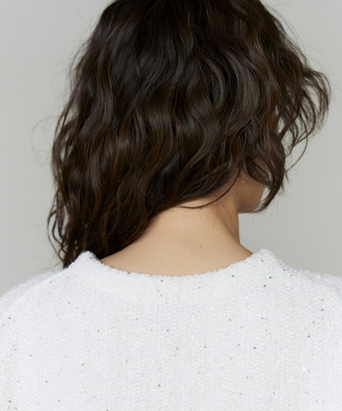 INED（イネド）の「ツイード風ニットジレ【アンサンブル対応】（カーディガン/ボレロ・レディース・オフホワイト/ブラウン・9号）」の9枚目の写真