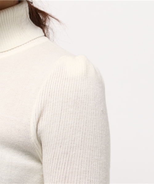 NATURAL BEAUTY BASIC（ナチュラルビューティーベーシック）の「ミラノリブタートルニット（ニット/セーター・レディース・グリーン/ネイビー/イエロー系その他/グレー/ホワイト系その他・MEDIUM）」の6枚目の写真