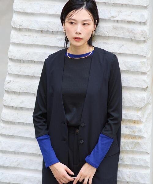 THE SHOP TK （ザ ショップ ティーケー ）の「バイカラーテレコプルオーバー（Tシャツ/カットソー・レディース・ブラック系4/アイボリー系4/グレー系4・12/13）」の2枚目の写真