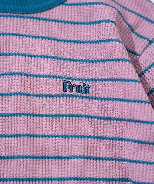 FRUIT OF THE LOOM（フルーツオブザルーム）の「【FRUIT OF THE LOOM】ワッフルボーダーロンT / キッズ / ユニセックス / バイカラー（Tシャツ/カットソー・キッズ・ピンク/アイボリー/ブルー・110cm/130cm/150cm）」の10枚目の写真