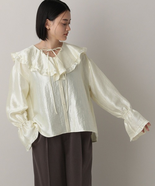 heve ラッフルジャケットBL ブラウス ブラック heve へイヴラッフルジャケットBL ブラウス ブラック