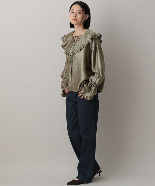 A part by（アパートバイ）の「ビックカラーラッフルブラウス（シャツ/ブラウス・レディース・ブラック/アイボリー/ライトブラウン・FREE）」の17枚目の写真