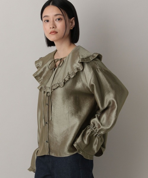 A part by（アパートバイ）の「ビックカラーラッフルブラウス（シャツ/ブラウス・レディース・ブラック/アイボリー/ライトブラウン・FREE）」の4枚目の写真