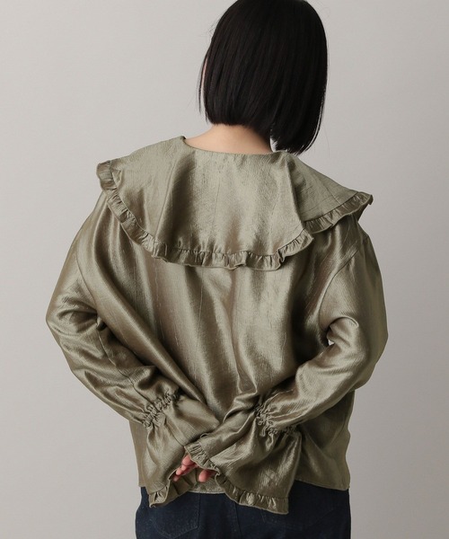 A part by（アパートバイ）の「ビックカラーラッフルブラウス（シャツ/ブラウス・レディース・ブラック/アイボリー/ライトブラウン・FREE）」の6枚目の写真