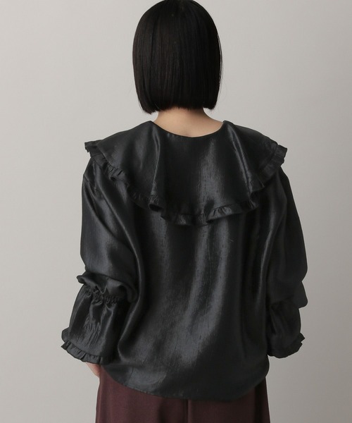 A part by（アパートバイ）の「ビックカラーラッフルブラウス（シャツ/ブラウス・レディース・ブラック/アイボリー/ライトブラウン・FREE）」の9枚目の写真