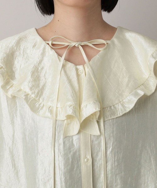 A part by（アパートバイ）の「ビックカラーラッフルブラウス（シャツ/ブラウス・レディース・ブラック/アイボリー/ライトブラウン・FREE）」の22枚目の写真