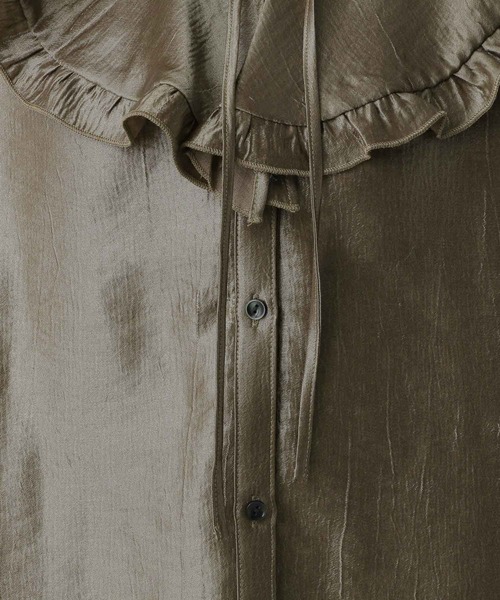 A part by（アパートバイ）の「ビックカラーラッフルブラウス（シャツ/ブラウス・レディース・ブラック/アイボリー/ライトブラウン・FREE）」の7枚目の写真