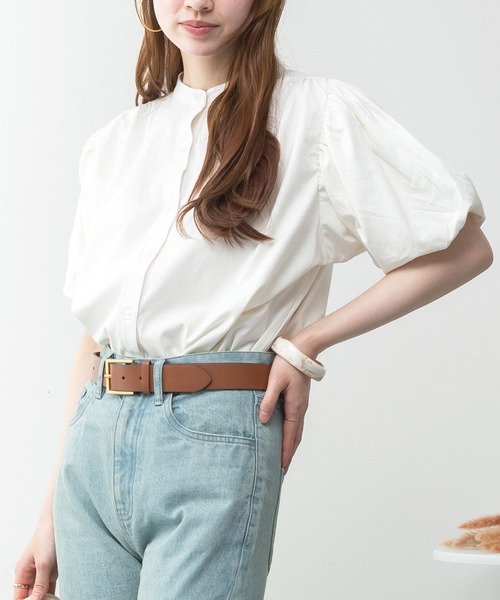 MARAI(マーライ)の「パフスリーブブラウス風カットソー(Tシャツ/カットソー・レディース・ミント/ホワイト/ブラック/チャコールグレー/グレー・LL~3L/4L~5L/M~L)」の2枚目の写真