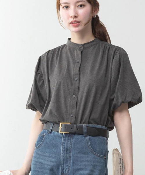 MARAI(マーライ)の「パフスリーブブラウス風カットソー(Tシャツ/カットソー・レディース・ミント/ホワイト/ブラック/チャコールグレー/グレー・LL~3L/4L~5L/M~L)」の3枚目の写真