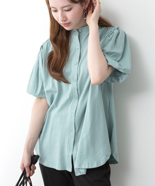 MARAI(マーライ)の「パフスリーブブラウス風カットソー(Tシャツ/カットソー・レディース・ミント/ホワイト/ブラック/チャコールグレー/グレー・LL~3L/4L~5L/M~L)」の5枚目の写真