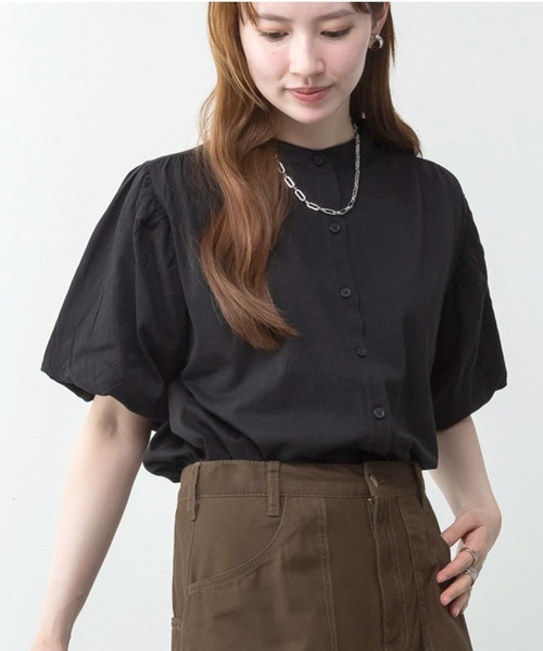 MARAI(マーライ)の「パフスリーブブラウス風カットソー(Tシャツ/カットソー・レディース・ミント/ホワイト/ブラック/チャコールグレー/グレー・LL~3L/4L~5L/M~L)」の1枚目の写真