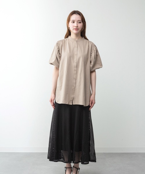 MARAI(マーライ)の「パフスリーブブラウス風カットソー(Tシャツ/カットソー・レディース・ミント/ホワイト/ブラック/チャコールグレー/グレー・LL~3L/4L~5L/M~L)」の20枚目の写真